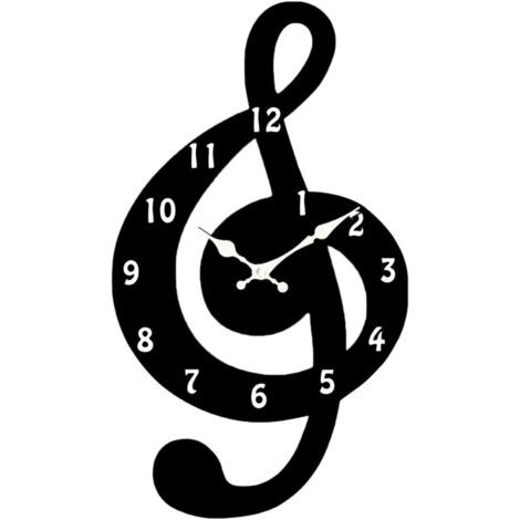 Horloge Murale Musicale en Bois, silencieuse, Moderne, Installation Facile, Motif Note de Musique, pour Cuisine, Salon, Chambre à Coucher, Bureau (1/5)