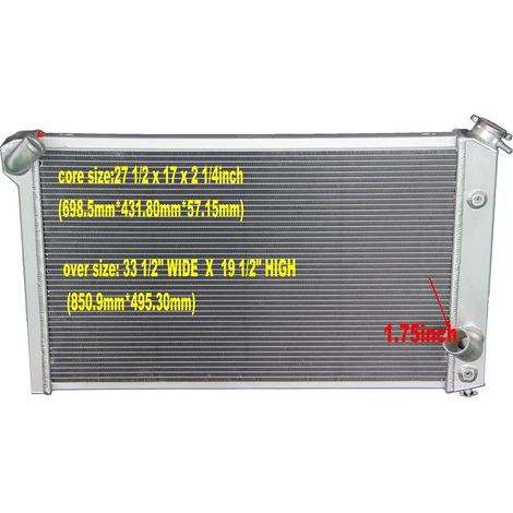 Radiador de refrigeración completo de aluminio T-6061, compatible con Chevy Corvette 1973-1976, altura del artículo 6,5 kg, peso 6,5 kg, compatibilidad con motor V8. (1/4)