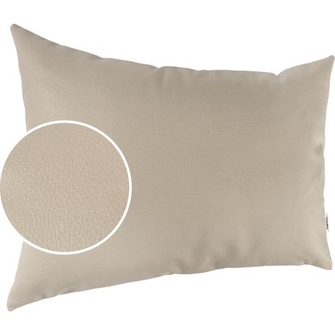 Housse de Coussin décorative en Cuir synthétique pour canapé Beige 30 x 50 cm sans Rembourrage (1/5)