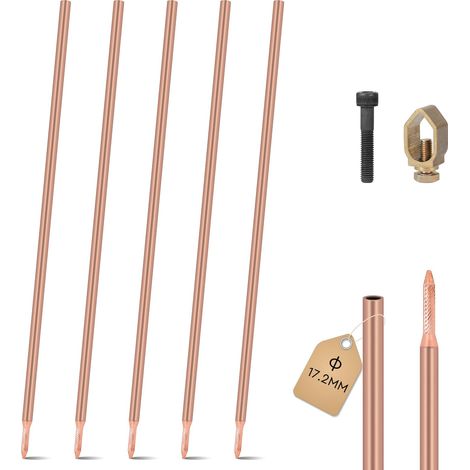 5 x Tige de Terre 1 m φ17,2 mm en Acier au Carbone (1/5)