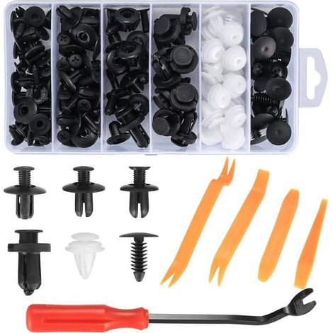 BelleRise - 100 clips de garniture de carrosserie, clips de fixation universels en nylon et plastique pour portières et pare-chocs. (1/5)