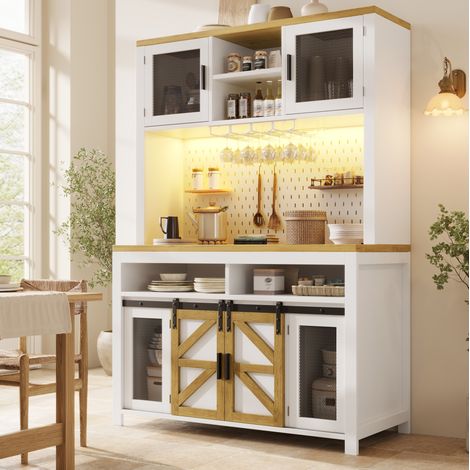 Armario de cocina alto 120 x 40 x 174,5 cm con iluminación LED y USB, blanco HAVRYA (1/5)