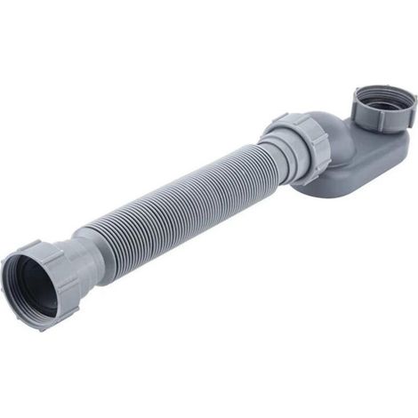Tuyau de drainage flexible pour baignoire et douche avec siphon en P de 1 1/2 po à profil bas, drain de baignoire autoportant plat pour (1/5)