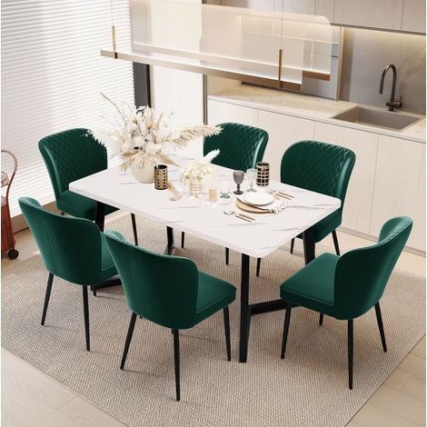 chaise salle a manger velours ergonomique verte OKMYHOME (1/4)