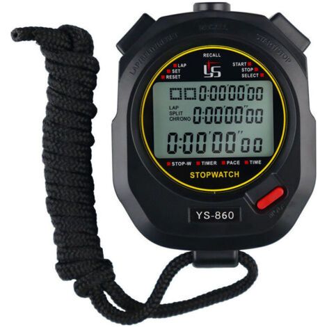 Chronomètre numérique étanche avec grand écran – Minuterie 60 tours – Compte à rebours – Résistant aux chocs – Pour course et natation (1/4)