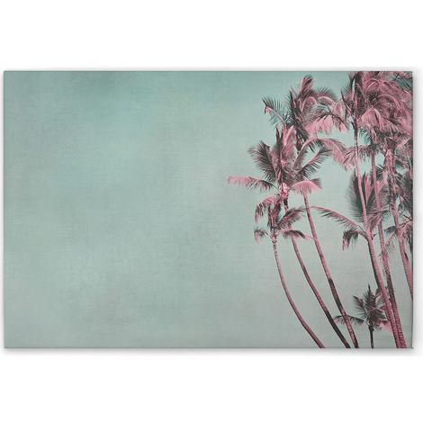 Leinwandbild Palmen Brise Blau Rosa M1-No.51065 - Kunstdruck auf Leinwand in Blau Rosa - Wandbild 120 x 80 cm (1/5)