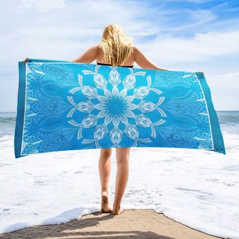 Serviette de plage légère et fine en microfibre, séchage rapide : compacte, anti-sable, absorbante, imperméable au sable (1/5)