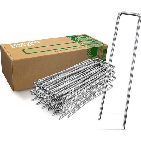 Verzinkte Stahl-Befestigungspfähle für sehr harten Boden – Zaunpflöcke – Länge 200 mm, Breite 25 mm, Durchmesser 3,8 mm (1/5)