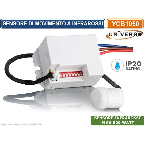 UNIVERSO YCB1050 SENSORE DI MOVIMENTO A INFRAROSSI PER LAMPADE LED MAX 800W IP20 (1/3)