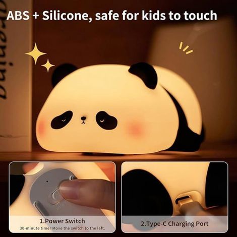 Veilleuse Panda pour Enfants, Lampe de Nuit 3 Modes de Lumière, Réglable avec Minuteur, Contrle Tactile, Sile Panda A VEILLEUSE (1/5)