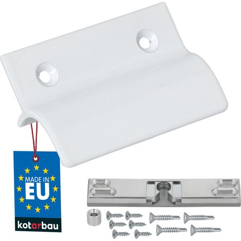 KOTARBAU® Poignée Porte Fenetre avec Loqueteau - Aluminium - Blanc - Poignee de Baie Vitree Coulissante - Poignée de Porte de Terrasse avec Entretoise et Loqueteau (1/4)