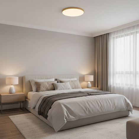 Plafonnier LED Solis D47cm 70W Lumiere Froide 6000K Dore (1/5)