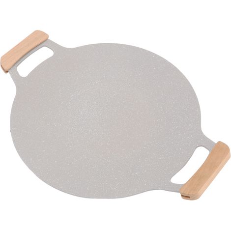 Poêle à griller coréenne antiadhésive en aluminium avec poignées, pour une utilisation intérieure et extérieure sur plaques de cuisson à gaz et à induction, 34 cm / 13,4 pouces