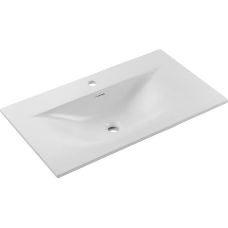 Ovale Einbauwaschbecken VELOA 80 cm Keramik mattweiß modernes Design