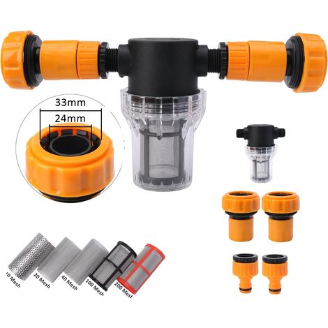 Filtro para manguera de jardín, conector rápido, filtración multimalla, malla 40, G-For manguera de 24 mm (1/2)