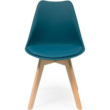 Silla de comedor DAY asiento de polipropileno y patas madera de haya TURQUESA 90094 (1/5)