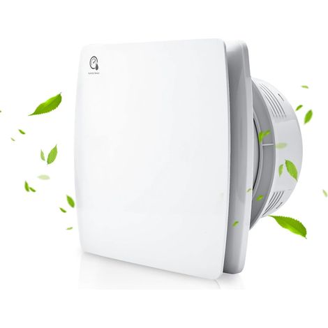 Ventilateur de Salle de Bain 100mm avec Capteur d'humidité et Clapet anti-retour Timer, Temps de Fonctionnement Réglable, Extracteur d’air pour WC, Cuisine