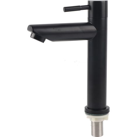 Ménage Salle De Bains En Acier Inoxydable Noir Bassin Robinet Simple Robinet D'eau Froide Filetage Mle G1 / 2inG1 / 2in Filetage Mle Unique Robinet D'eau Froide (1/5)