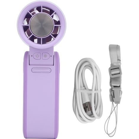 Portable Rechargeable Fan 4000 mAh, 4 Speeds, Semiconductor Cooling, Silent, Purple (1/5)