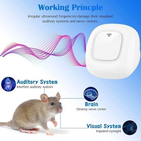 Ultraschall-Mückenabwehrgerät, elektronisches Mückenabwehrgerät für den Innenbereich, wehrt Mücken, Ratten, Spinnen, Kakerlaken, Fliegen und andere Schädlinge ab, 4er-Packung (1/5)