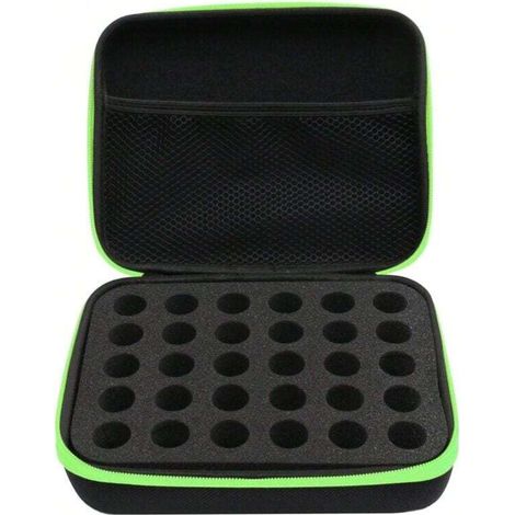 Le fourre-tout pour huiles essentielles peut contenir 30 grilles pour organisateur de bouteilles à roulettes de 1 à 3 ml, étui rigide pour la maison, les voyages et les présentations (vert)