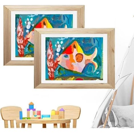 2-teiliger Kinderzeichenrahmen mit austauschbaren Paneelen, Bilderrahmen für Kinderkunst, A4-Rahmen mit Frontöffnung zur Aufbewahrung von Kunstwerken, Ausstellungsrahmen (1/4)
