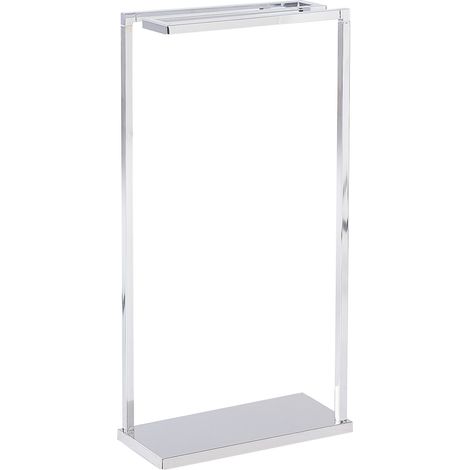 Toallero de metal plateado 3 rieles accesorio de pie moderno baño Garcitas (1/5)