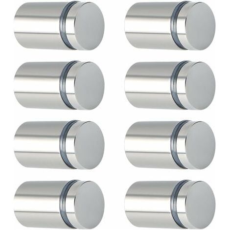 8 viti pubblicitarie in acciaio inossidabile, distanziatori in vetro per insegne e display, diametro 19 mm, lunghezza 25 mm, spazzolato (1/4)