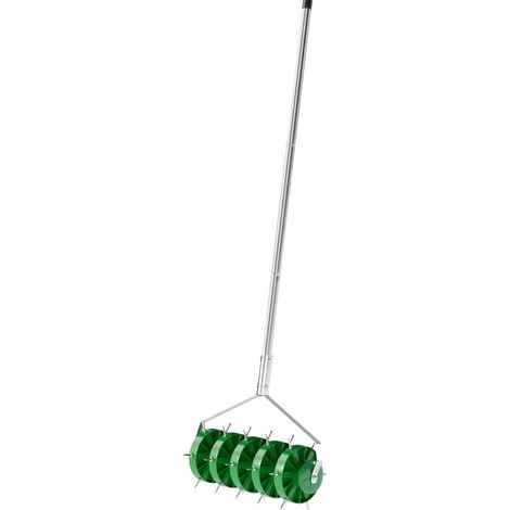 Aérateur de pelouse manuel 45 cm avec 30 pointes en acier, outil de jardinage pour aération du sol (1/5)