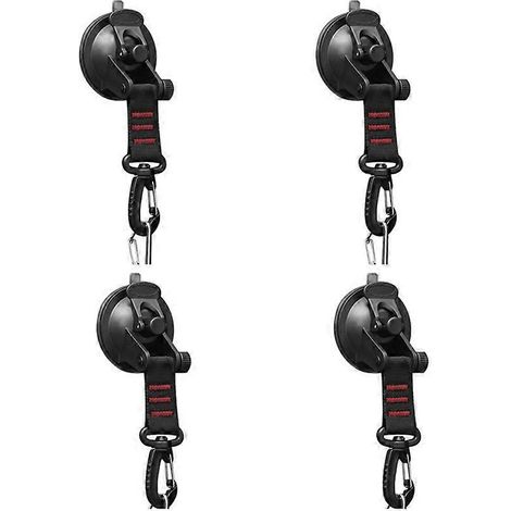 Lot de 4 ventouses avec anneau en D et crochets rotatifs à 360° pour auvent - Rouge (1/5)