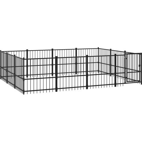 Gabbia per cuccia recinto per animali da esterno per cani in acciaio 11,58 m² nero 020041784