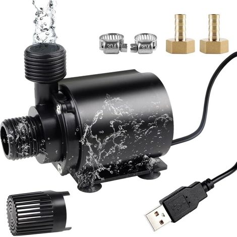 Mini Pompe à Eau USB 500L/H 4W Pour Aquarium - Submersible Ultra Silencieuse Avec Câble de 1,8m et 2 Buses en Laiton (1/5)