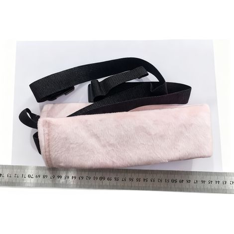 Masque de voyage avec bande de soutien de tête ajustable (taille unique), en polyester : bandeau de repos portable adapté pour avion, train, oreiller non inclus, couleur rose (1/4)