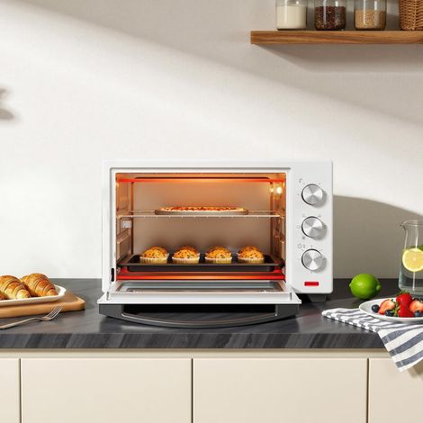 WOLTU 32 litri. tostapane da 1600 watt Forno Per Pizza Vassoio raccoglibriciole rimovibile con timer Mini forno per pizza toast tacchino hot dog Bianco (1/5)