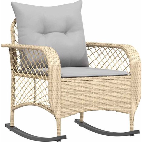 Maison Exclusive - Sedia a Dondolo da Giardino con Cuscini in Polyrattan Beige