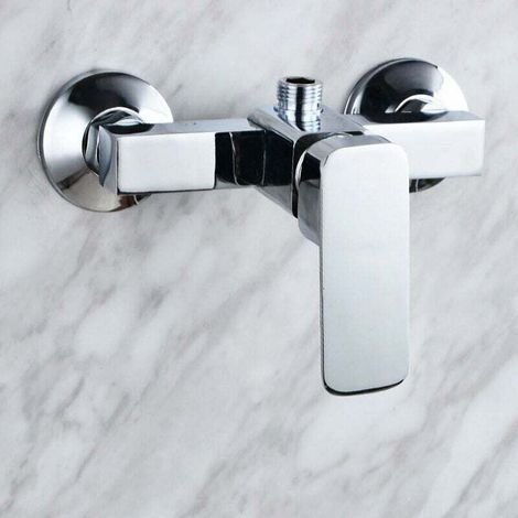 Robinet de douche mural moderne chromé avec mitigeur de douche pour eau froide et chaude (1/3)