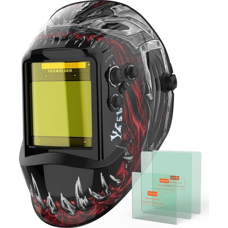 Masque Soudure 10x9cm Vision Large, Filtre Anti-Lumière Bleue Cagoule de soudure auto-obscurcissante, 4 capteurs, teinte DIN 4/5-9/9-13, pour TIG MIG MMA CUT meulage (1/5)