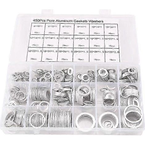 450 pièces Joint en aluminium Rondelle plate en aluminium Bague d'étanchéité en aluminium (combinaison jn) (1/5)