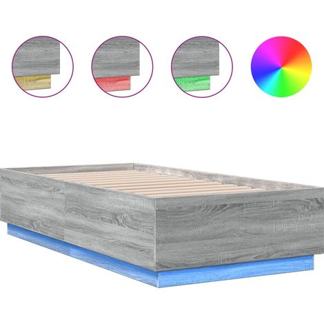 Maison Exclusive - Cadre de lit avec LED sans matelas sonoma gris 75x190 cm