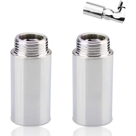 Juego de 2 extensiones de grifo de 1/2" x 70 mm, 1/2" IG x 1/2" AG DN15, extensión roscada DN15, accesorio de extensión de acero inoxidable de 70 mm, extensión de conexión para instalación de calefacc