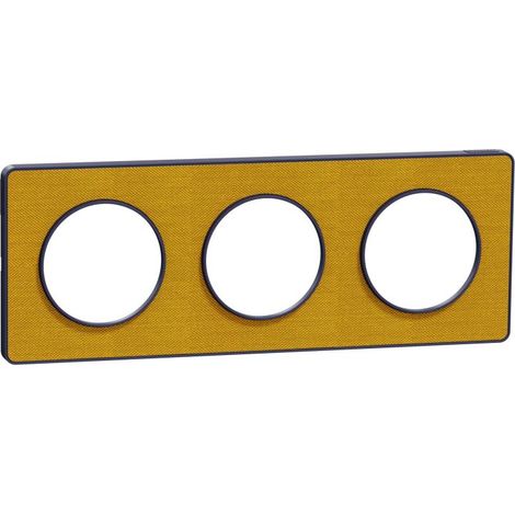 SCHNEIDER ODACE TOUCH PLAQUE TRIPLE KVADRAT OCRE AVEC LISERÉ BLEU COBALT - S550806KY (1/3)