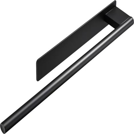 Toallero de acero inoxidable, no requiere taladrar, 60 cm, acabado negro mate, montaje adhesivo en pared para baño. (1/2)