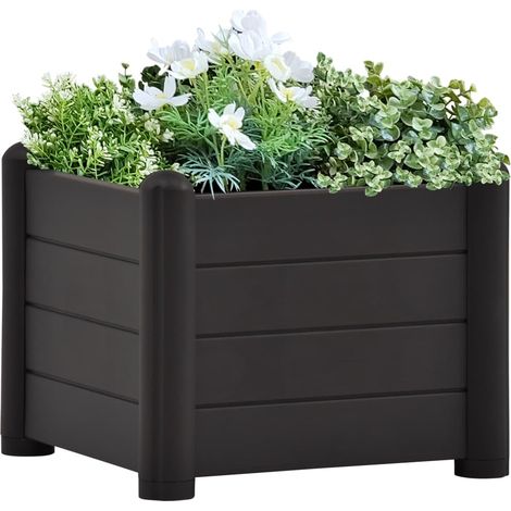 Jardinière de jardin - Balconnière à fleurs Lit surélevé de jardin PP Anthracite 43x43x35 cm BV301507 - BonneVie (1/5)
