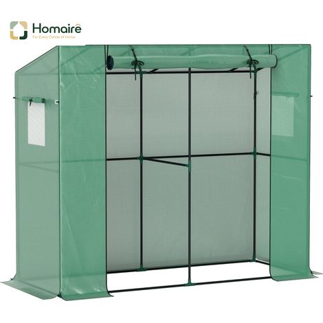 HOMAIRE Mini-Gewächshaus Anlehn-Rolltür Netzfenster UV-beständig Blumen Pflanzen Grün