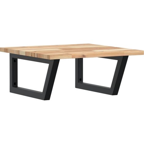 Basin Shelf Wall Mounted Steel and Solid Wood Acacia vidaXL