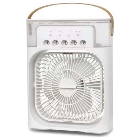 Tragbare Klimaanlage, Mini-Klimaanlage 600 ml, Mini-Ventilator, 3 Geschwindigkeitsstufen, 3 Nebelmodi, 7 Nachtlichter, 2-8 Stunden Timer für das Büro [Energieklasse A] (1/4)