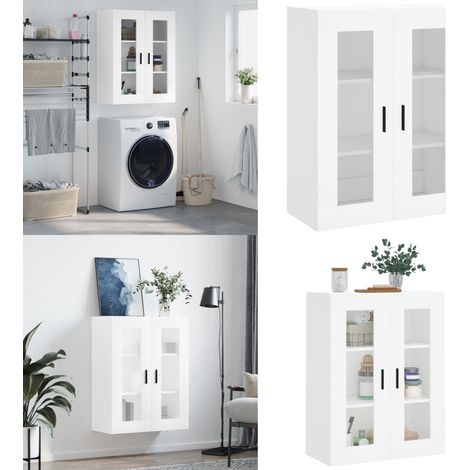 Armoire murale blanc 69,5x34x90 cm - Armoire Murale - Meuble De Rangement - Armoire Blanche - Armoire Suspendu - Buffet Mural - Home & Living (1/5)