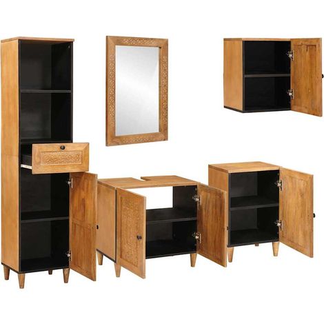 Maison Exclusive - Badezimmermöbel-Set mit Schubladen 5 pcs Braun