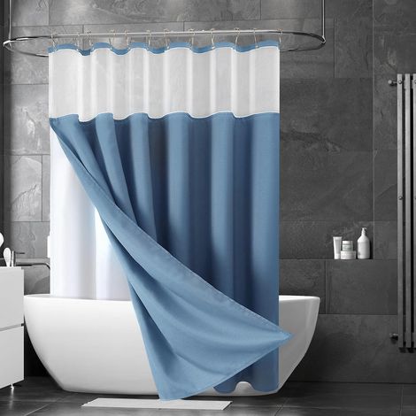 rideau De Douche 180 X 180 Cm Bleu Rideau De Douche 2 Couches Rideau De Douche En Polyester Imprim Impermable (1/5)