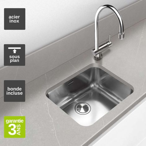 Évier sous-plan 1 Cuve 45x40x18cm R60mm - Acier inox 18/10 - BM Top FRÉCAN (1/5)